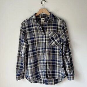 Women's The Northface Blue Green Flannel Button Down Shirt Size Small S